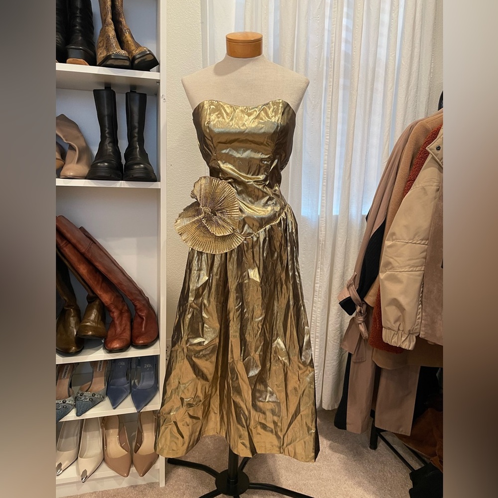 American Vintage Gold Strapless Dress